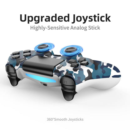 YsoKK Wireless Controller for PS4/Slim/Pro - 1000mAh Battery, Dual Vibration, Audio Jack, 6-axis Motion Sensor - Camo Blue & Green