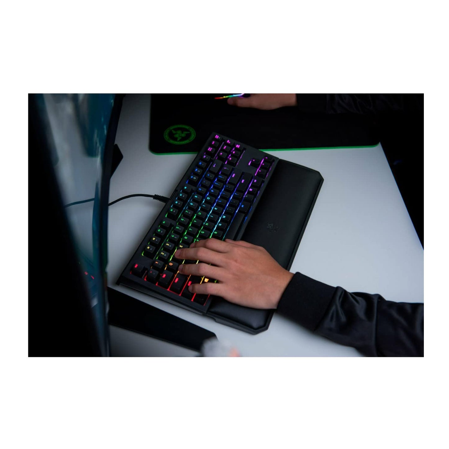 Razer BlackWidow TE Chroma v2 TKL Mechanical Gaming Keyboard - Orange Switches, RGB Lighting, Wrist Rest, Black