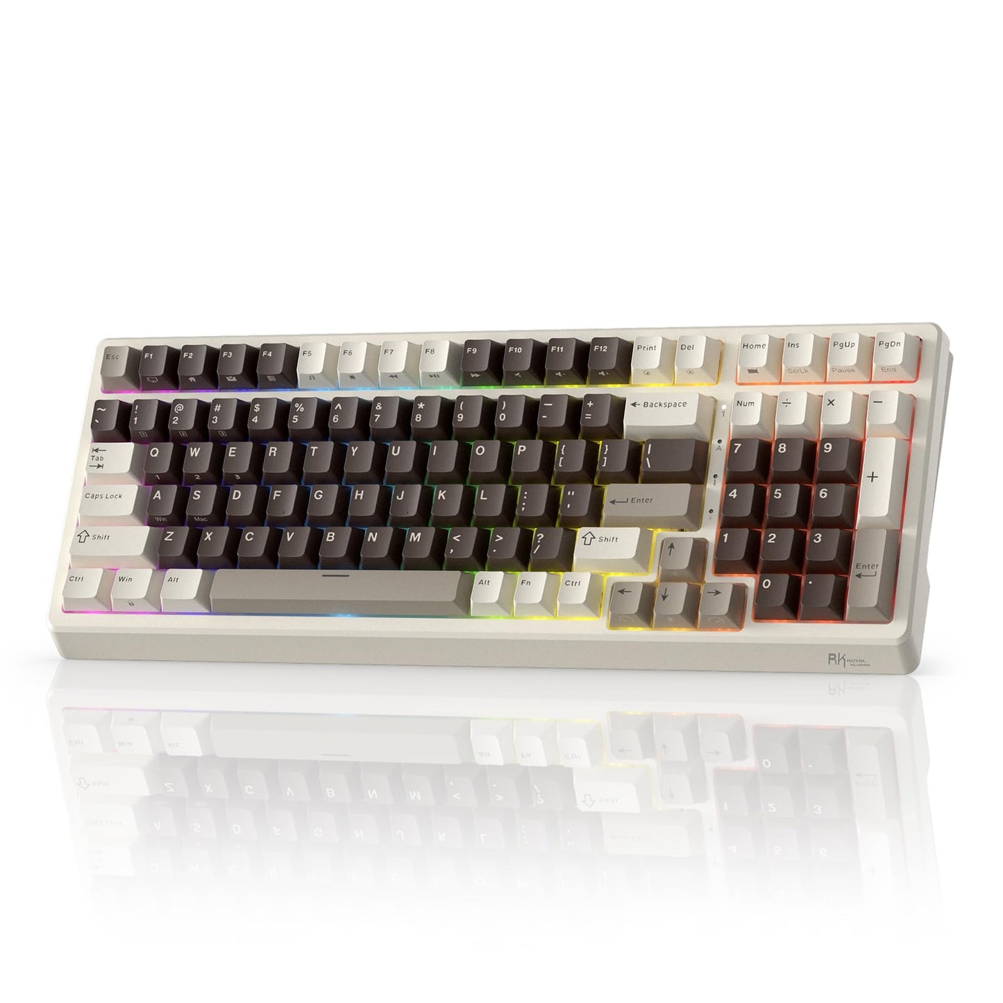 RK ROYAL KLUDGE F99 Wireless Mechanical Keyboard, 95% Layout, Tri-Mode, Mocha Brown, Hot Swappable, Custom Linear Creamy Switches