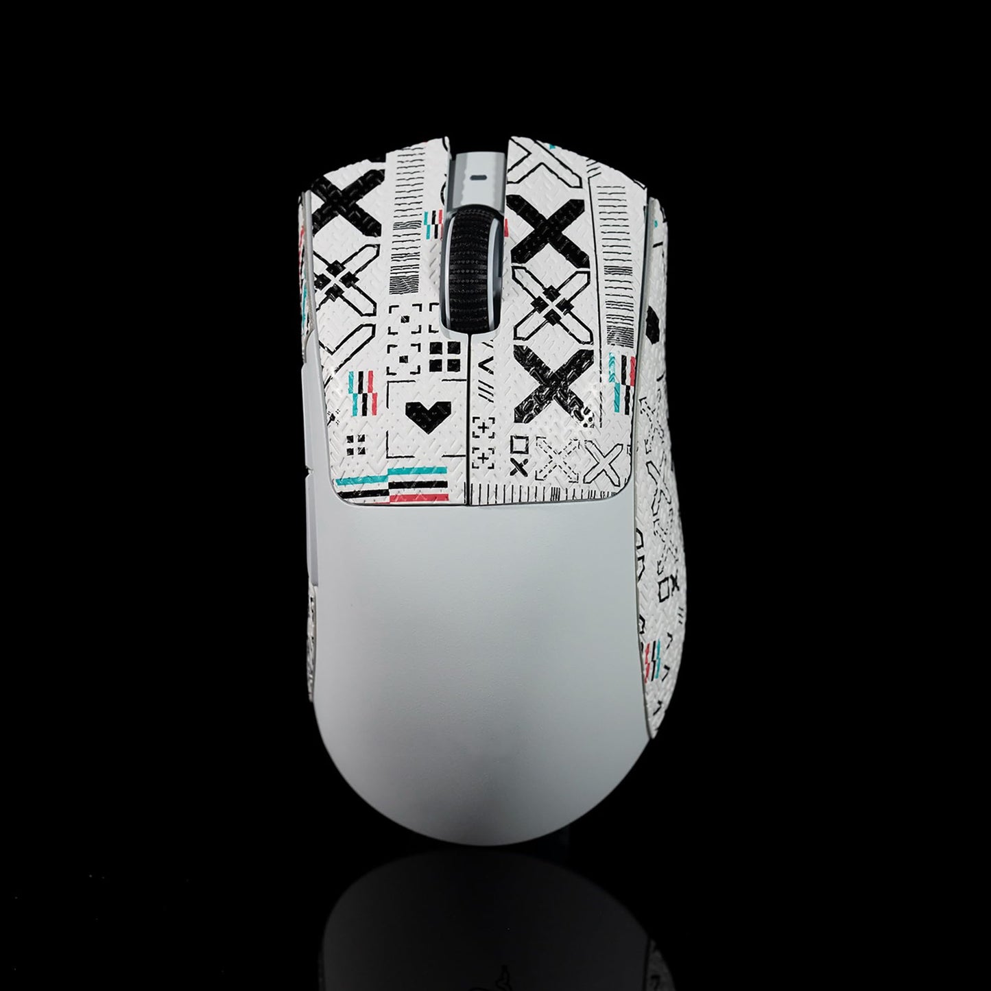 Hokeyio Grip Tape for Razer Deathadder V3 Pro - Anti-Slip, Soft Leather, Printsteam White, Pre-Cut, 0.5mm