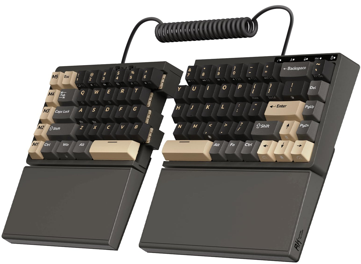 RK ROYAL KLUDGE RKS70 Ergonomic Split Keyboard  Wireless RGB Mechanical Keyboard with Bluetooth/2.4GHz/Wired  75% Hot Swappable Gaming Keyboards with Fixed Wrist Rest  Pre-lubed Linear Creamy Switches