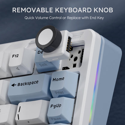 iLovBee B75 Wireless Mechanical Keyboard - Creamy 75% RGB, Bluetooth/2.4GHz/USB, Hot Swappable, Gasket Mounted, Pre-Lubed, White & Blue