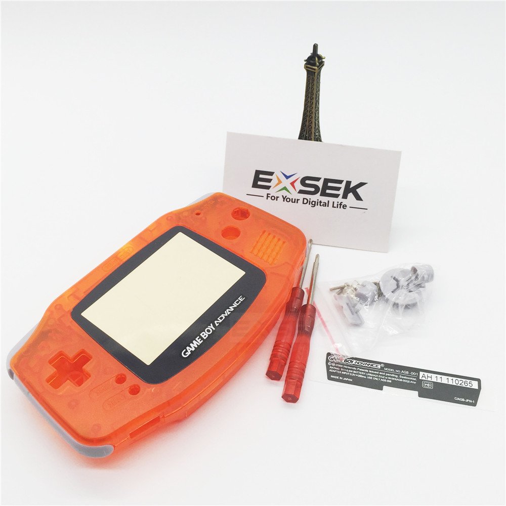 EXSEK GBA Housing Shell Pack - Transparent Orange Edition for Gameboy Advance (Model: EXGBATOR)