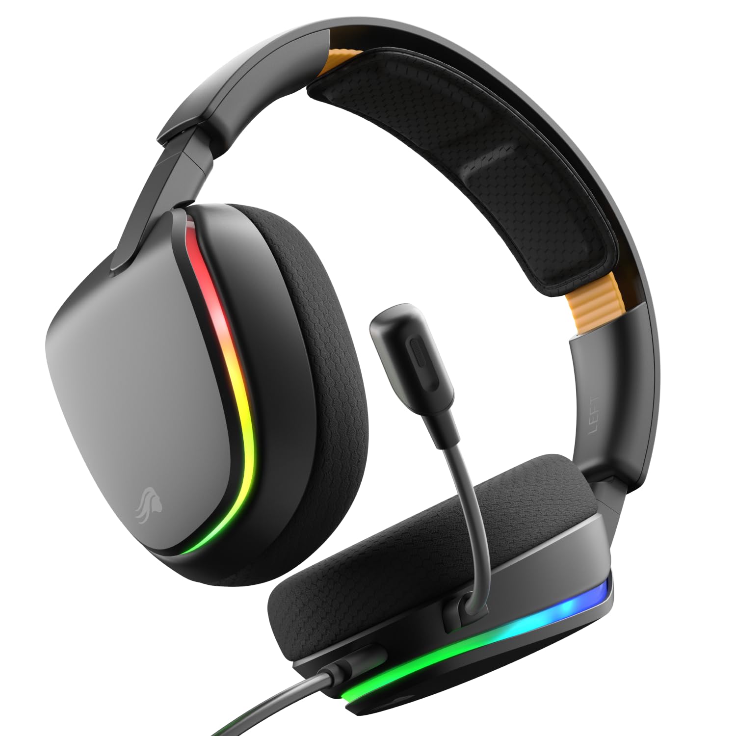 GLORIOUS GHS Eternal RGB - Stereo RGB Gaming Headset for PC  PS5  PS4  Switch - Custom Tuned Angled Drivers  Adjustable Crystal Clear Detachable Mic  USB-C - Durable  All Day/Night Comfort - Black