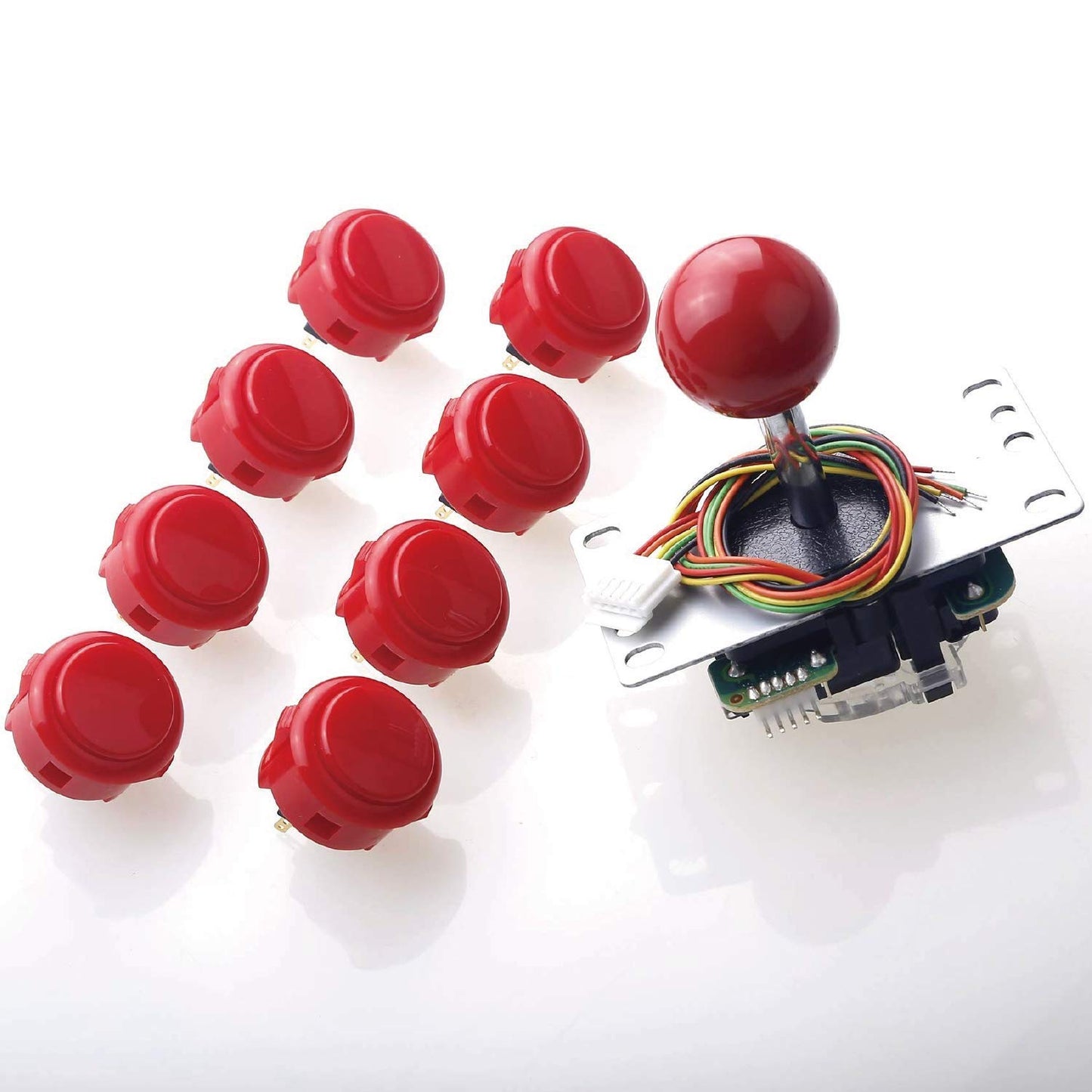 Sanwa JLF-TP-8YT Joystick + Sanwa 8 pcs OBSF-30 Push Button Bundle Kit Color : Red - for Arcade Game 4 & 8 Way Adjustable  Compatible with Catz Mad SF4 Tournament Joystick SatNWA