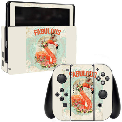 MIGHTY SKINS Nintendo Switch Skin - Durable Vinyl Decal Wrap, Fabulous Flamingo, Easy Apply/Remove, Model NISWI-Fabulous Flamingo