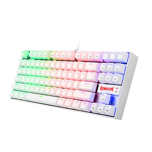 Redragon K552 Mechanical Gaming Keyboard 60% Compact 87 Key Kumara Wired Cherry MX Blue Switches Equivalent for Windows PC Gamers (RGB Backlit White)