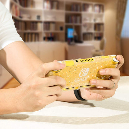 HEATFUN Switch Lite Case - Clear TPU Shell, Glitter Design, Slim Grip, Anti-Scratch Cover for Girls, Cute Travel Accessories