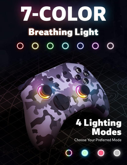SIMGAL Wireless Switch Controller - RGB, Motion Control, Vibration, Turbo - Compatible with Switch/Switch Lite/OLED, Camo