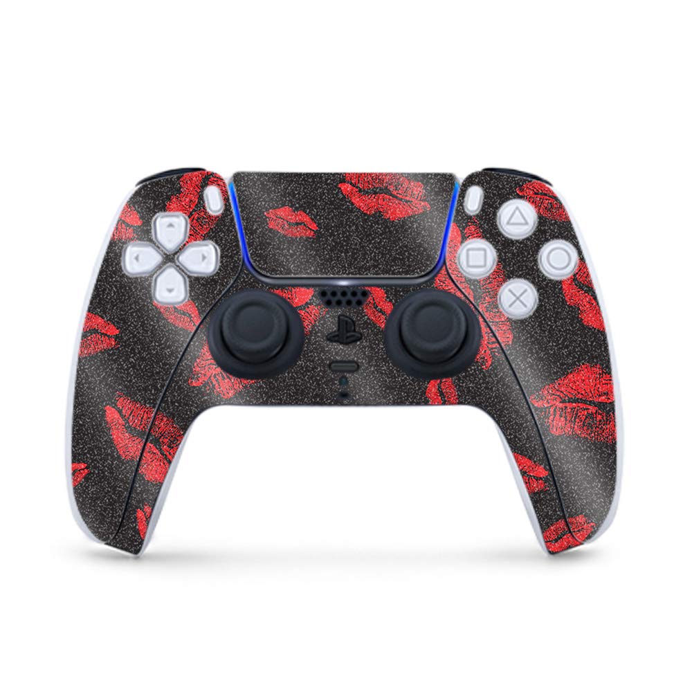 MightySkins Glossy Glitter Gaming Skin for PS5 / Playstation 5 Controller - Kiss Me | Durable High-Gloss Glitter Finish | Easy to Apply and Change Style | Made in The USA