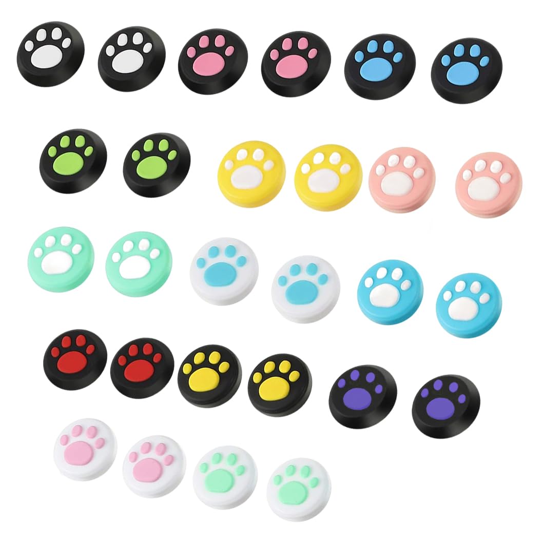 28 Pieces Replacement Cute Cat Claw Design Thumb Grip Caps Joystick Cap 3D Soft Silicone Analog Thumbstick Button Cover Compatible with Nintendo Switch  Switch Lite and Joy Con Controller