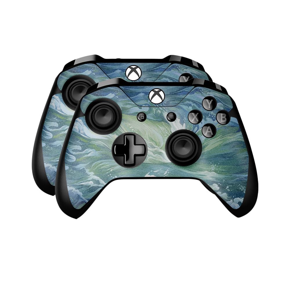 Glossy Glitter Skin Compatible with Microsoft Xbox One Controller (2 Pack) - Cyclone Wave - Premium 3M Vinyl Protective Wrap Decal Cover - Easy to Apply | Crafted in The USA by MightySkins