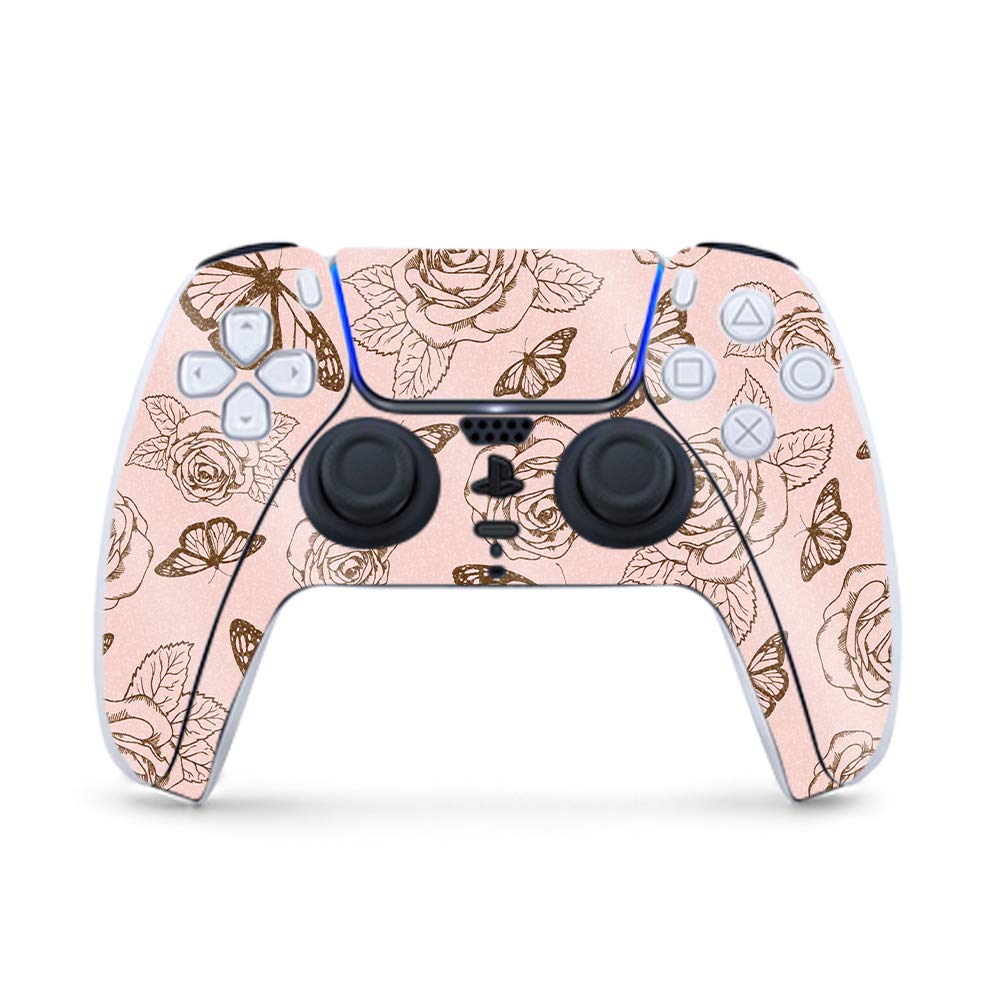 MightySkins Glossy Glitter Gaming Skin for PS5 / PlayStation 5 Controller - Butterfly Garden | Durable High-Gloss Glitter Finish | Easy to Apply and Change Style | Made in The USA