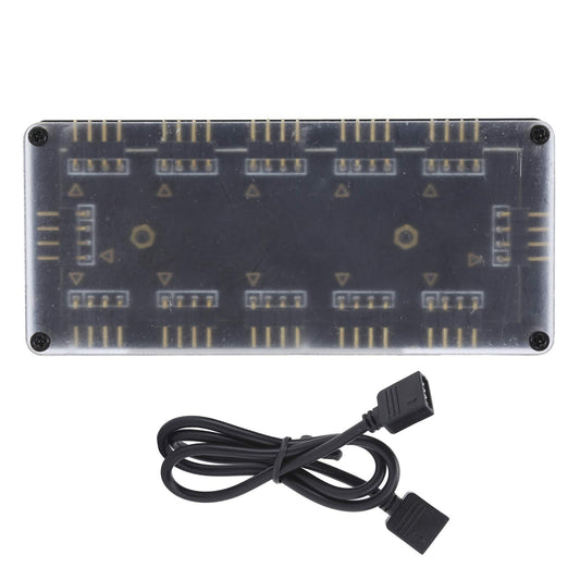 Socobeta 12V 4-Pin RGB LED Splitter Hub, 11-Port RGB Controller for PC Desktop Motherboard