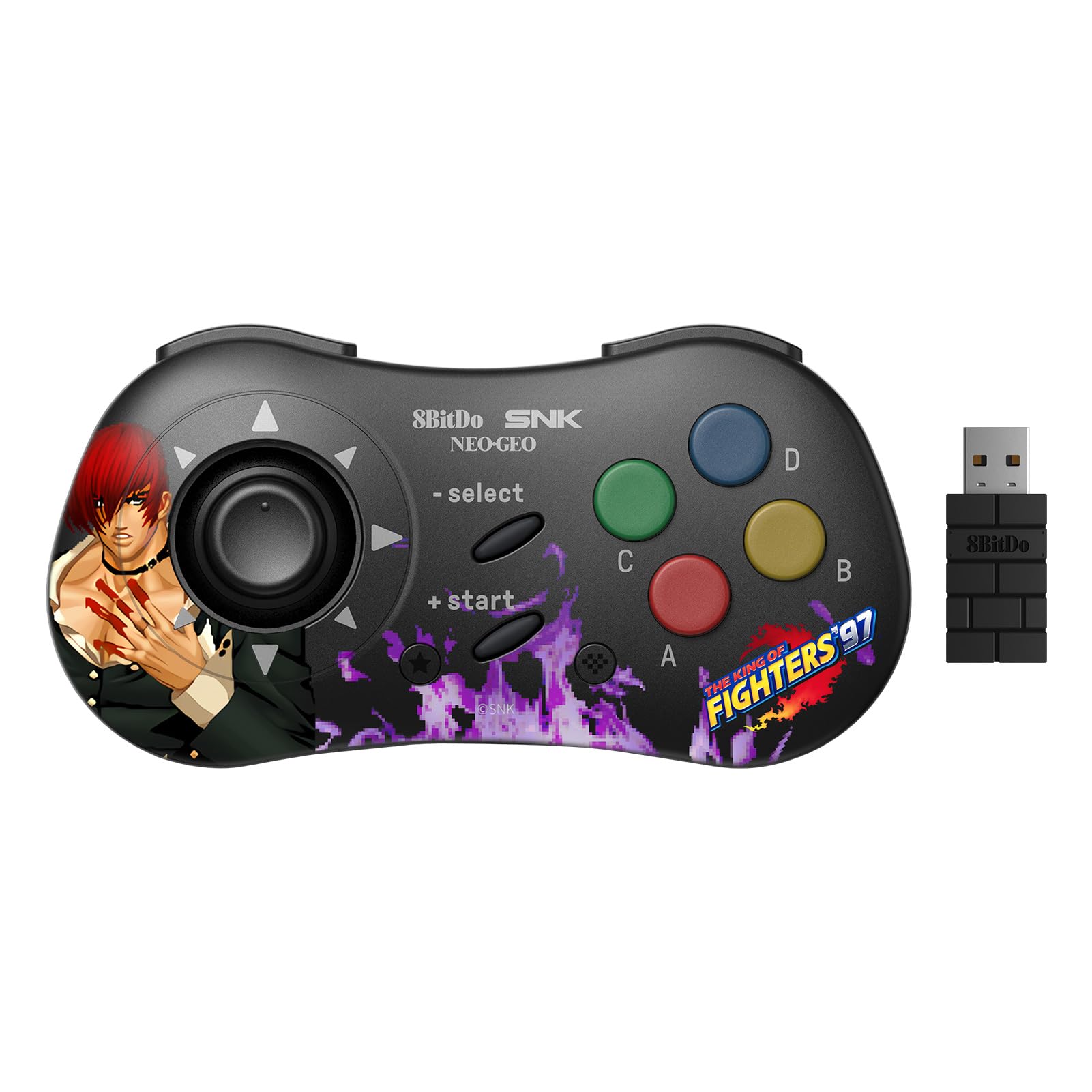 8Bitdo NEOGEO Wireless Controller - Iori Yagami Edition, Black, Officially Licensed for Windows & Android
