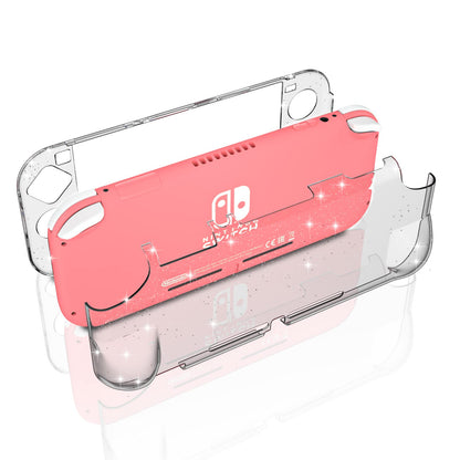 ECHZOVE Switch Lite Case - Clear Glitter Hard Shell Cover with Grip, Crystal Sparkle Design, Full Access Cutouts for Girls
