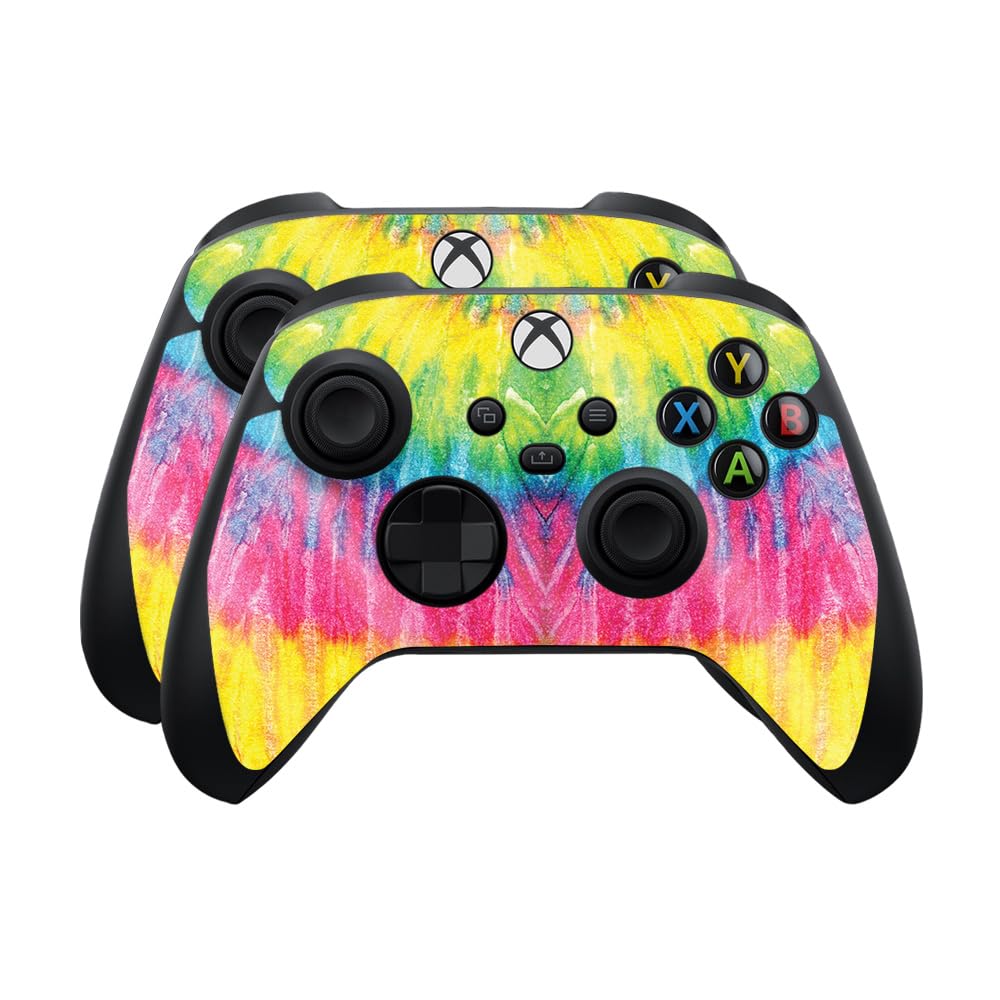 Glossy Glitter Skin Compatible with Microsoft Xbox Series X|S Controller (2 Pack) - Tie Dye 2 - Premium 3M Vinyl Protective Wrap Decal Cover - Easy to Apply | Crafted in The USA by MightySkins