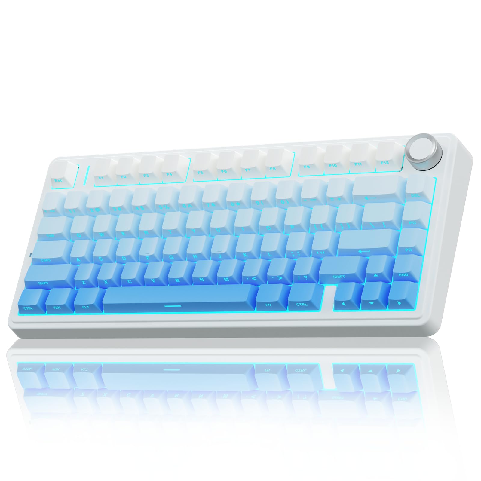 AULA F75 Pro Wireless Mechanical Keyboard 75% Hot Swappable Custom Keyboard RGB Backlit Pre-lubed Linear Switches Side Printed PBT Keycaps Mechanical Gaming Keyboards Gradient Blue