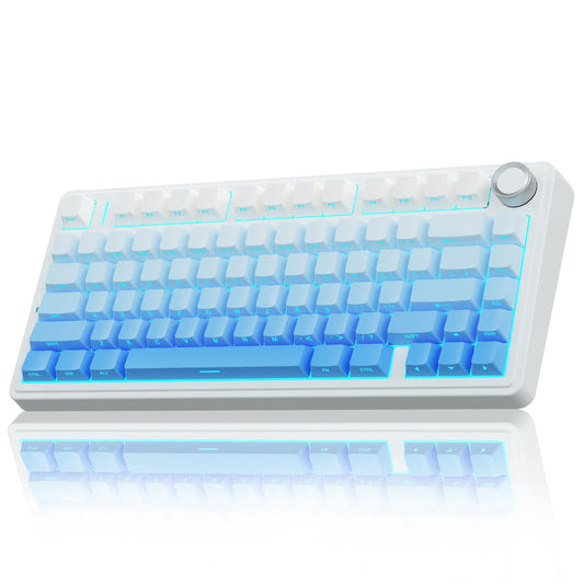AULA F75 Pro Wireless Mechanical Keyboard 75% Hot Swappable Custom Keyboard RGB Backlit Pre-lubed Linear Switches Side Printed PBT Keycaps Mechanical Gaming Keyboards Gradient Blue