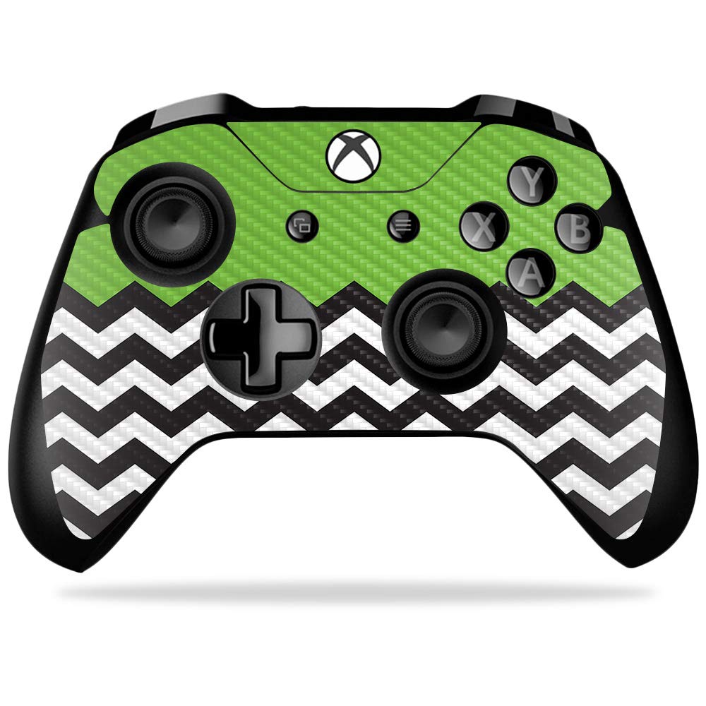 MightySkins Carbon Fiber Skin for Microsoft Xbox One X Controller - Lime Chevron | Protective  Durable Textured Carbon Fiber Finish | Easy to Apply  Remove  and Change Styles | Made in The USA