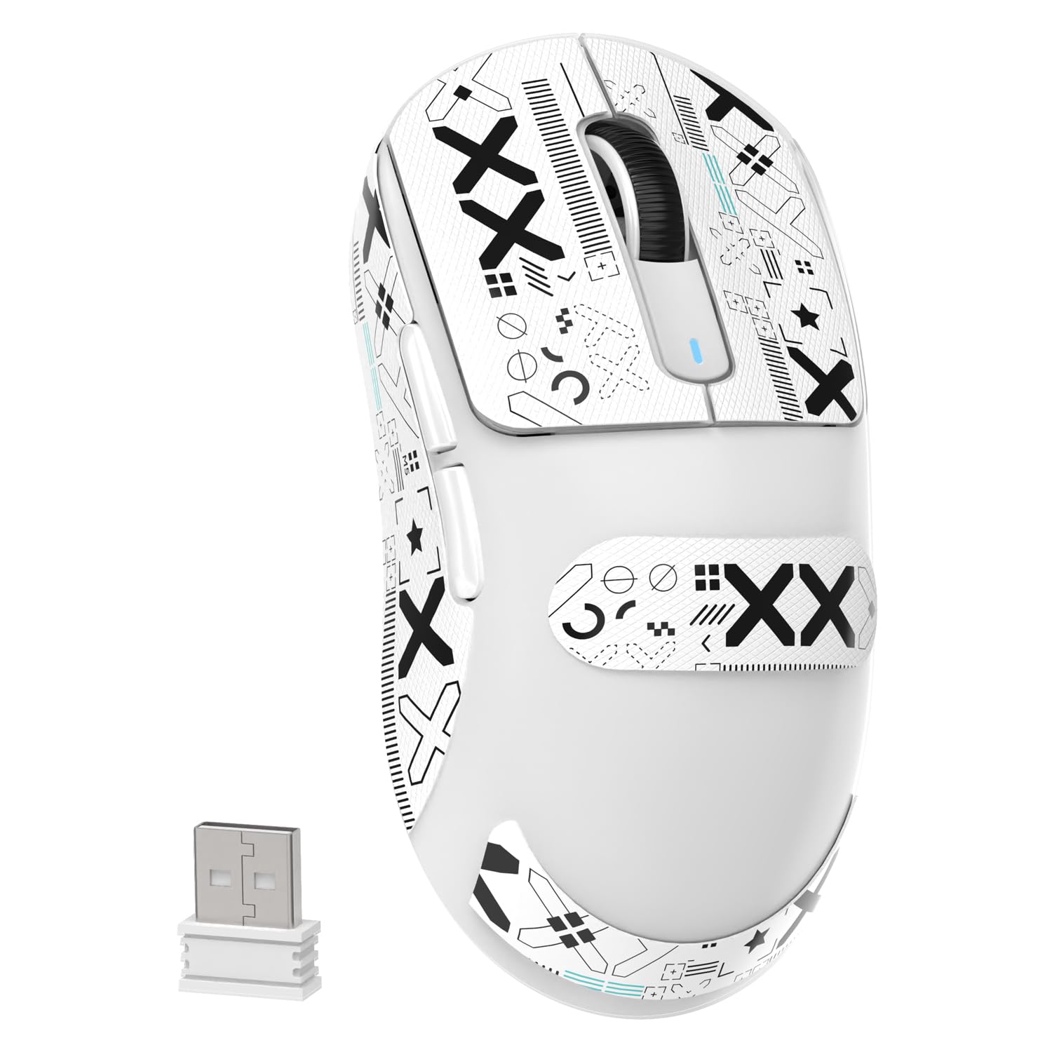 MAMBASNAKE Attack Shark X3 Wireless Gaming Mouse - 49g Ultralight, 26000 DPI, Bluetooth/2.4Ghz/Wired, White&Tape