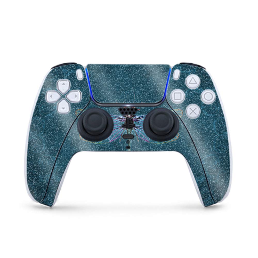 MightySkins Glossy Glitter Gaming Skin for PS5 / PlayStation 5 Controller - Vibrant Dragonfly | Durable High-Gloss Glitter Finish | Easy to Apply and Change Styles | Made in The USA