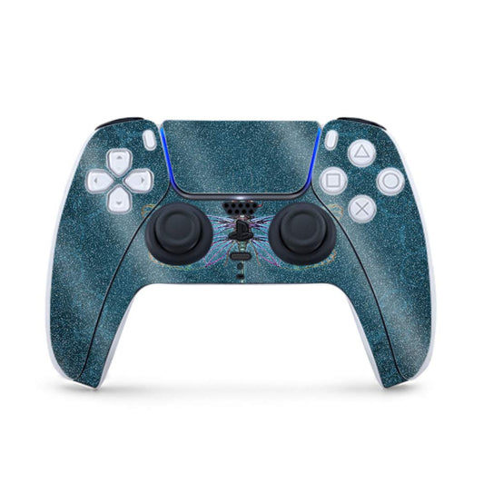 MightySkins Glossy Glitter Gaming Skin for PS5 / PlayStation 5 Controller - Vibrant Dragonfly | Durable High-Gloss Glitter Finish | Easy to Apply and Change Styles | Made in The USA