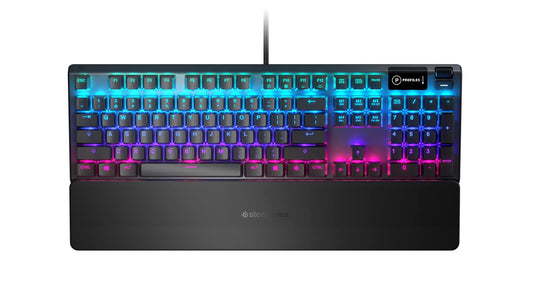 SteelSeries Apex 5 Hybrid Mechanical USB Gaming Keyboard Per-Key RGB Illumination Aircraft high gradeluminum Alloy Frame OLED Smart Display (Hybrid Blue Switch)
