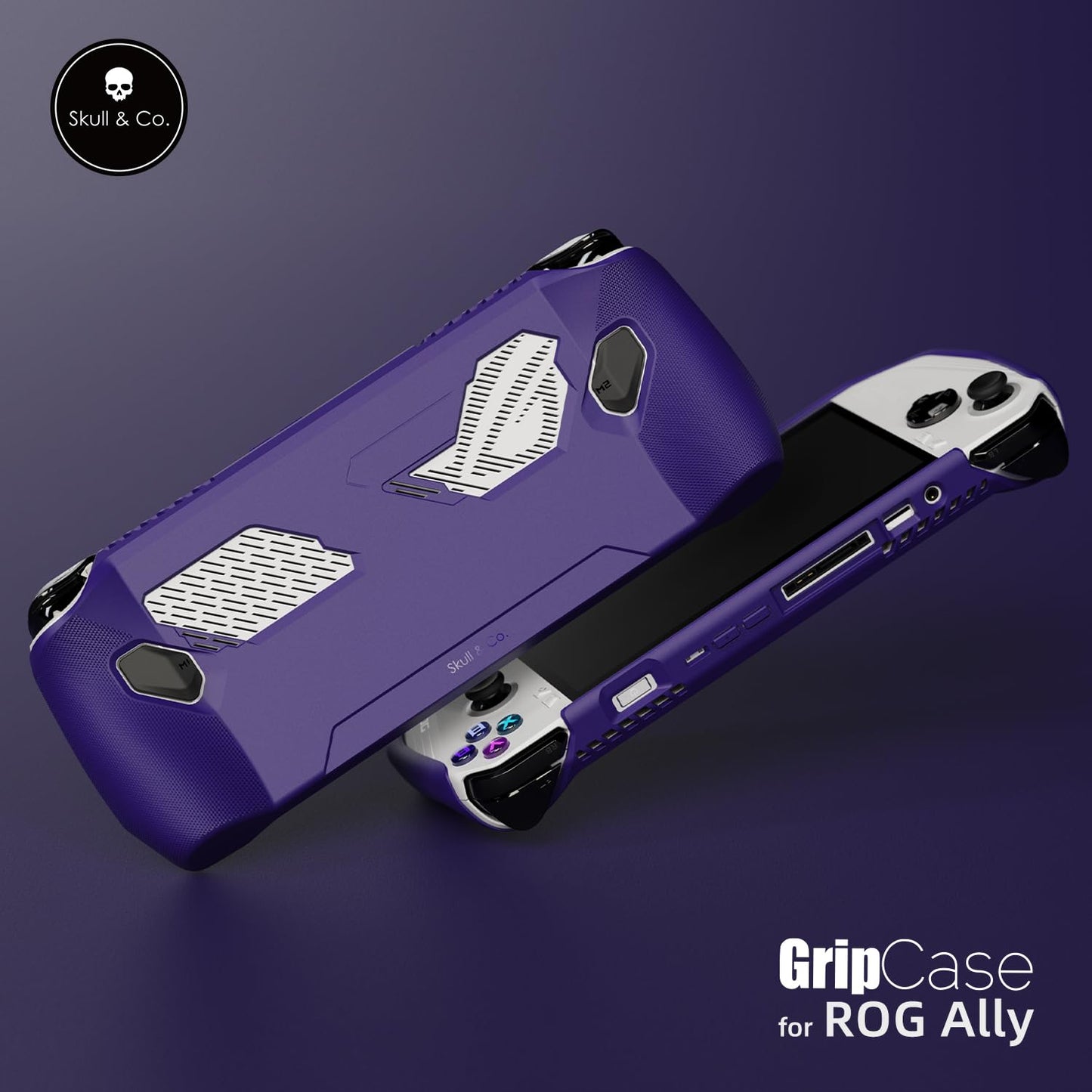 Skull & Co. GripCase Bundle for ROG Ally 2023 - Black Soft Protective Case with Textured Grips and Stand, Model ALGCSET-BK