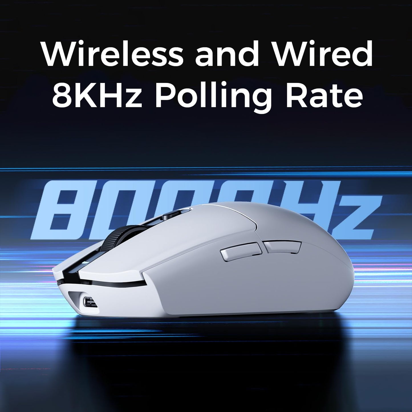 MCHOSE G3 Ultra Wireless Gaming Mouse - 26K DPI, Tri-Mode, 130 Hours Battery Life, 64g Weight, White