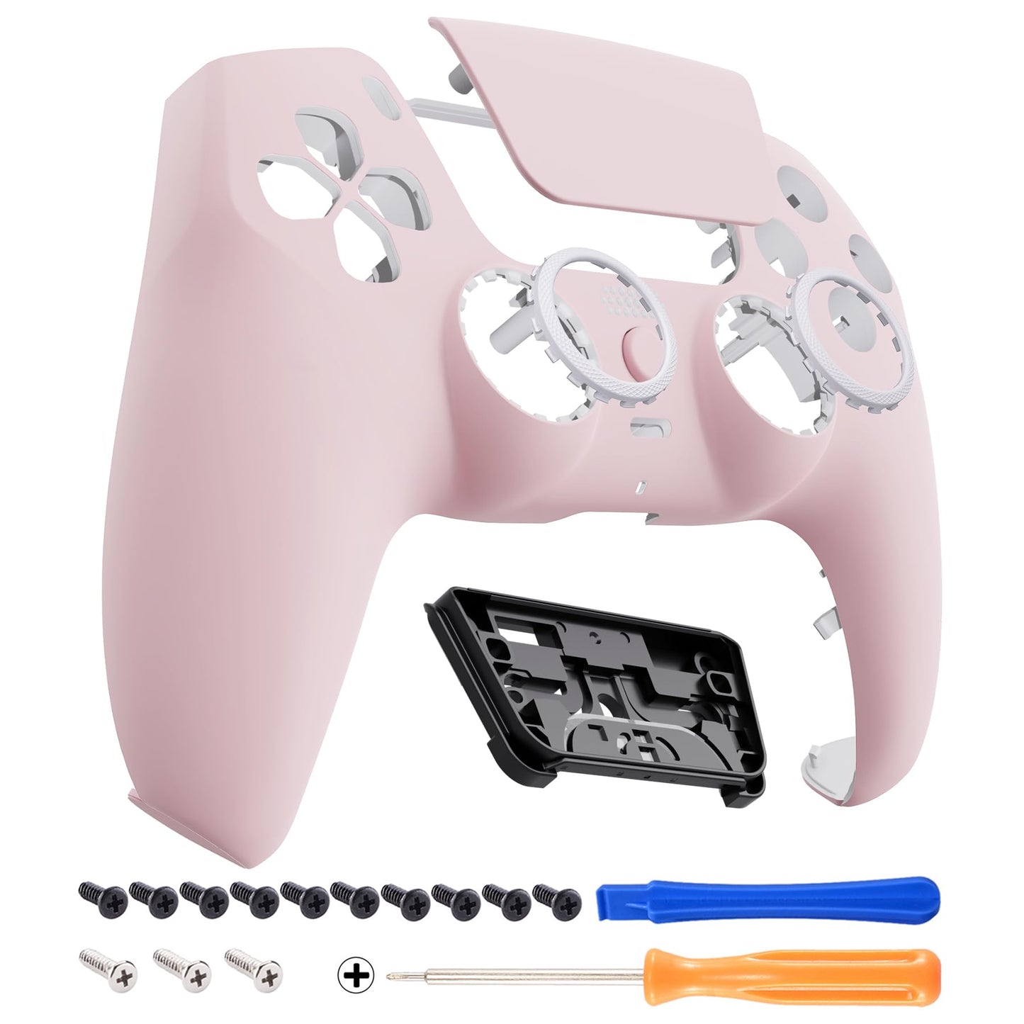 eXtremeRate Luna Redesigned Front Shell Touchpad Compatible with ps5 Controller BDM-010 020 030 040 050  Cherry Blossoms Pink DIY Replacement Faceplate Touch Pad Cover Compatible with ps5 Controller