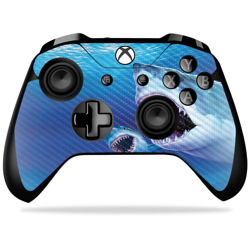 MightySkins Carbon Fiber Skin for Microsoft Xbox One X Controller - Great Whites | Protective  Durable Textured Carbon Fiber Finish | Easy to Apply  Remove  and Change Styles | Made in The USA