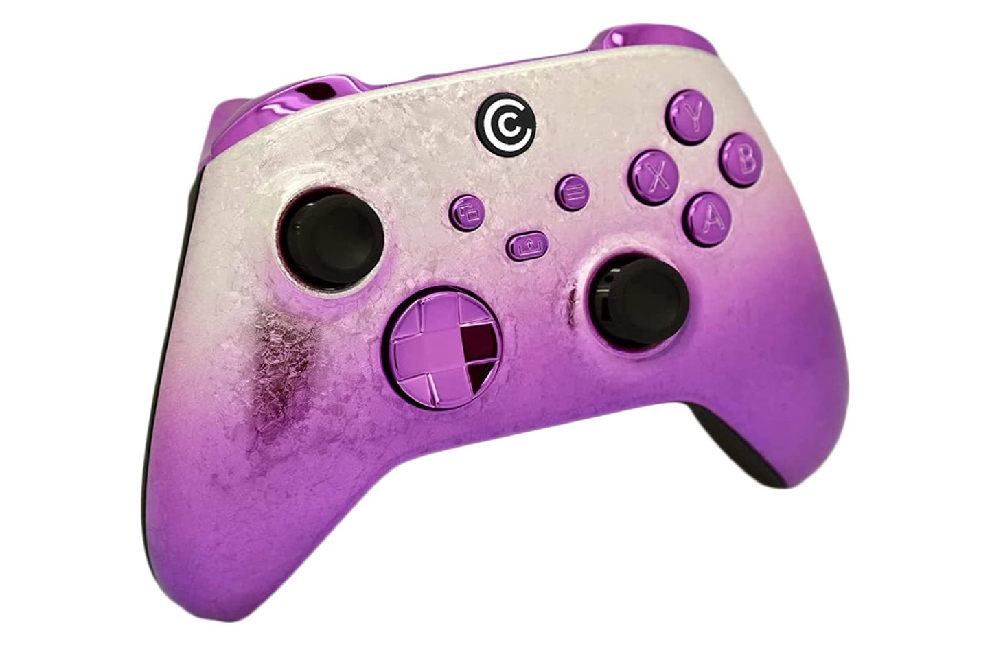 Custom Controllerzz Wireless Controller for Xbox & PC - Icy Pink with Purple Chrome Inserts