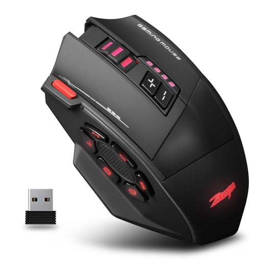 Wireless Gaming Mouse  RGB Dual Mode Bluetooth Mouse Up 24 000 DPI  13 Macro Programmable Buttons  Optical Computer Mouse 50Hrs for PC Laptop MOBA FPS  PMW-3311  Comfort Grip (Black)