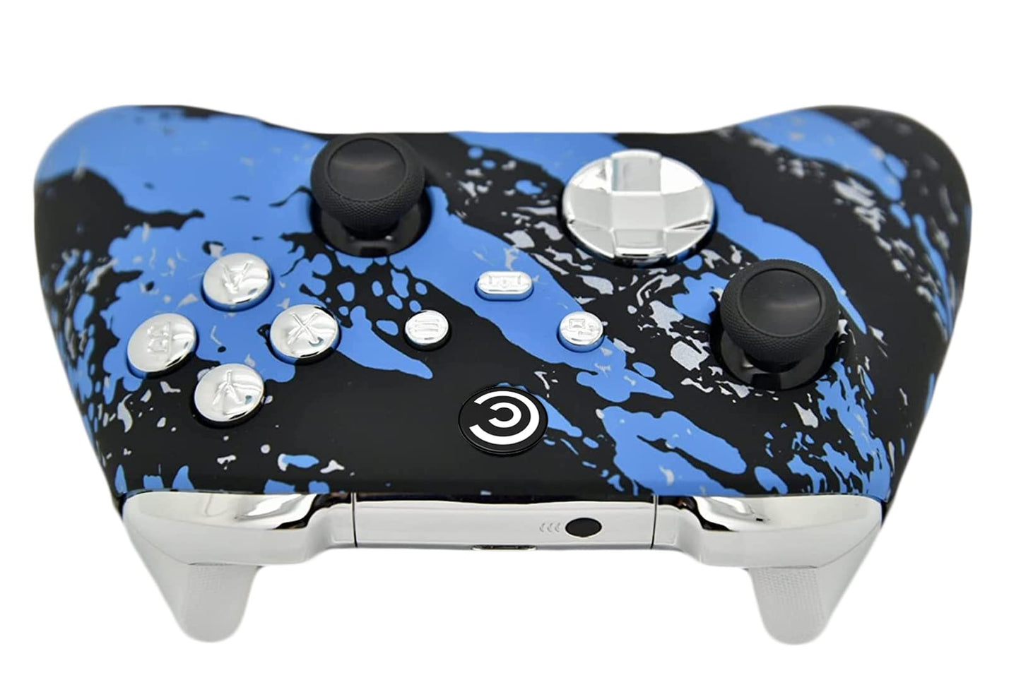 Custom Controllerzz Wireless Controller for PC & Xbox Series X/S - Blue Splatter & Silver Chrome Inserts