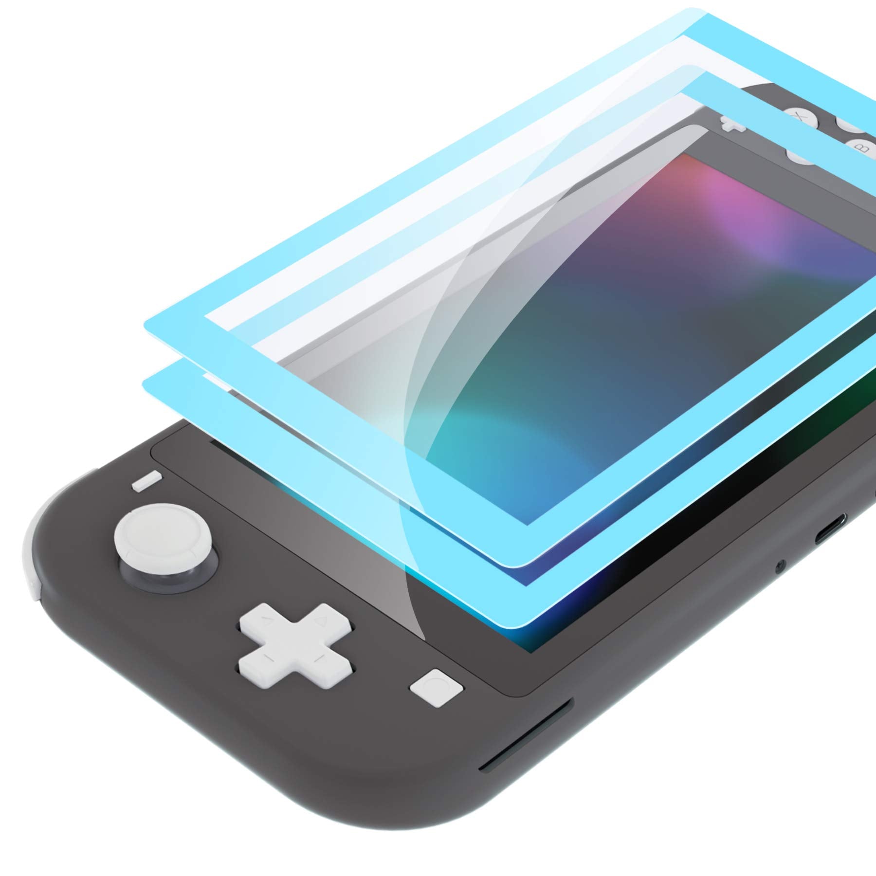 eXtremeRate 2 Pack Heaven Blue Border Transparent HD Clear Saver Protector Film  Tempered Glass Screen Protector for Nintendo Switch Lite [Anti-Scratch  Anti-Fingerprint  Shatterproof  Bubble-Free]