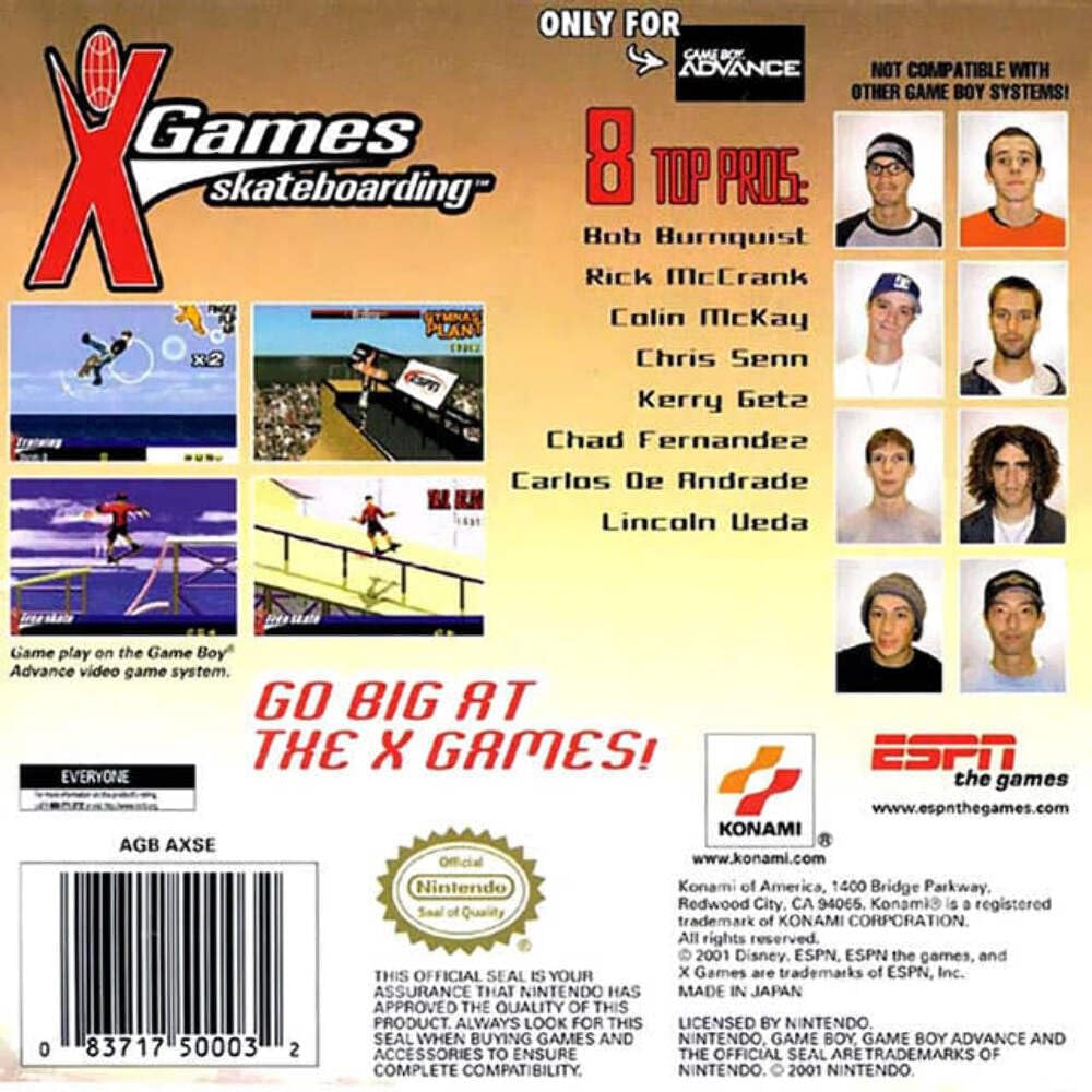 Konami ESPN X Games Skateboarding Game for GBA - Ultimate Skateboarding Experience