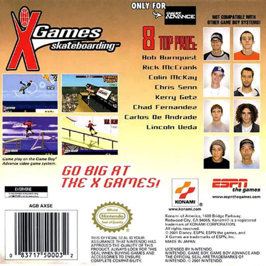 Konami ESPN X Games Skateboarding Game for GBA - Ultimate Skateboarding Experience