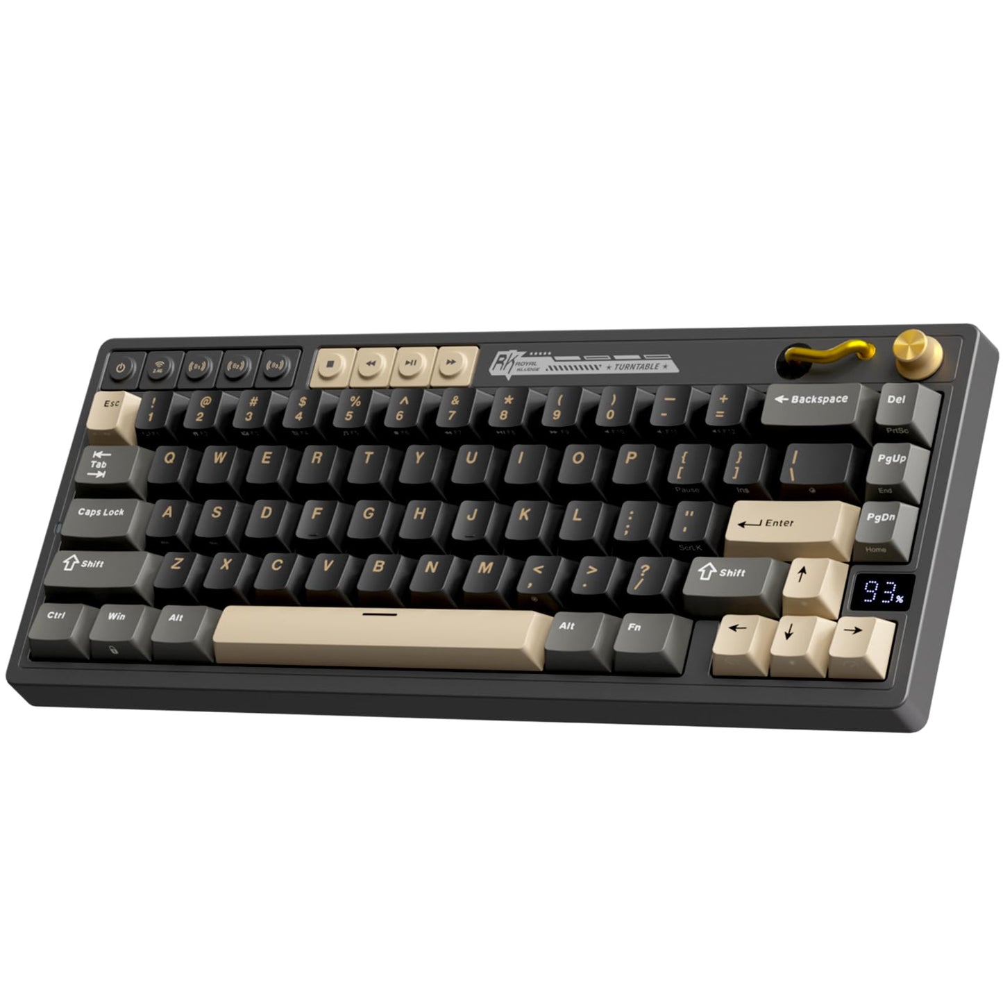 RK ROYAL KLUDGE M65 Wireless Gaming Keyboard with Volume Knob  60% Hot Swappable Mechanical Keyboard 2.4G/BT/USB-C  Gasket Mount  Battery Display  PBT Keycaps  Hot-Swappable Cream Switch  Black