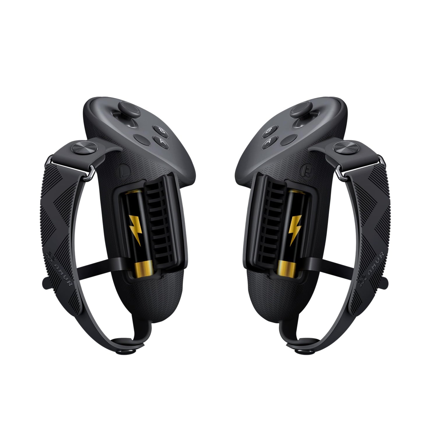 AMVR Upgraded Controller Grips Cover Compatible with Meta/Oculus Quest 3S/Quest 3 Accessories  with Battery Opening Cover and Knuckle Straps Protector