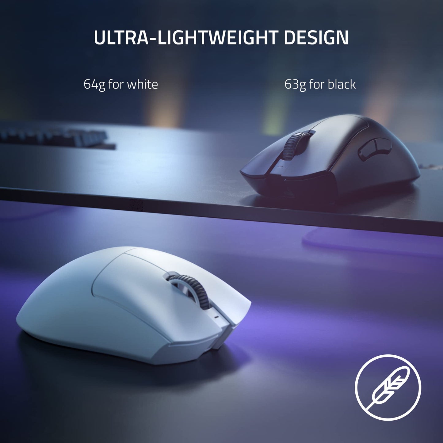 Razer DeathAdder V3 Pro Wireless Gaming Mouse - 64g Lightweight, 30K DPI Sensor, 8 Programmable Controls, White