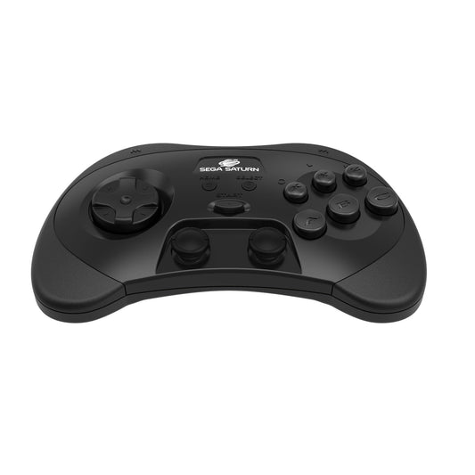 Retro-Bit SEGA Saturn Wireless Pro Controller - 2.4GHz, Black, for Sega Saturn, Genesis Mini, Switch, PC, Mac, Includes 2 Receivers