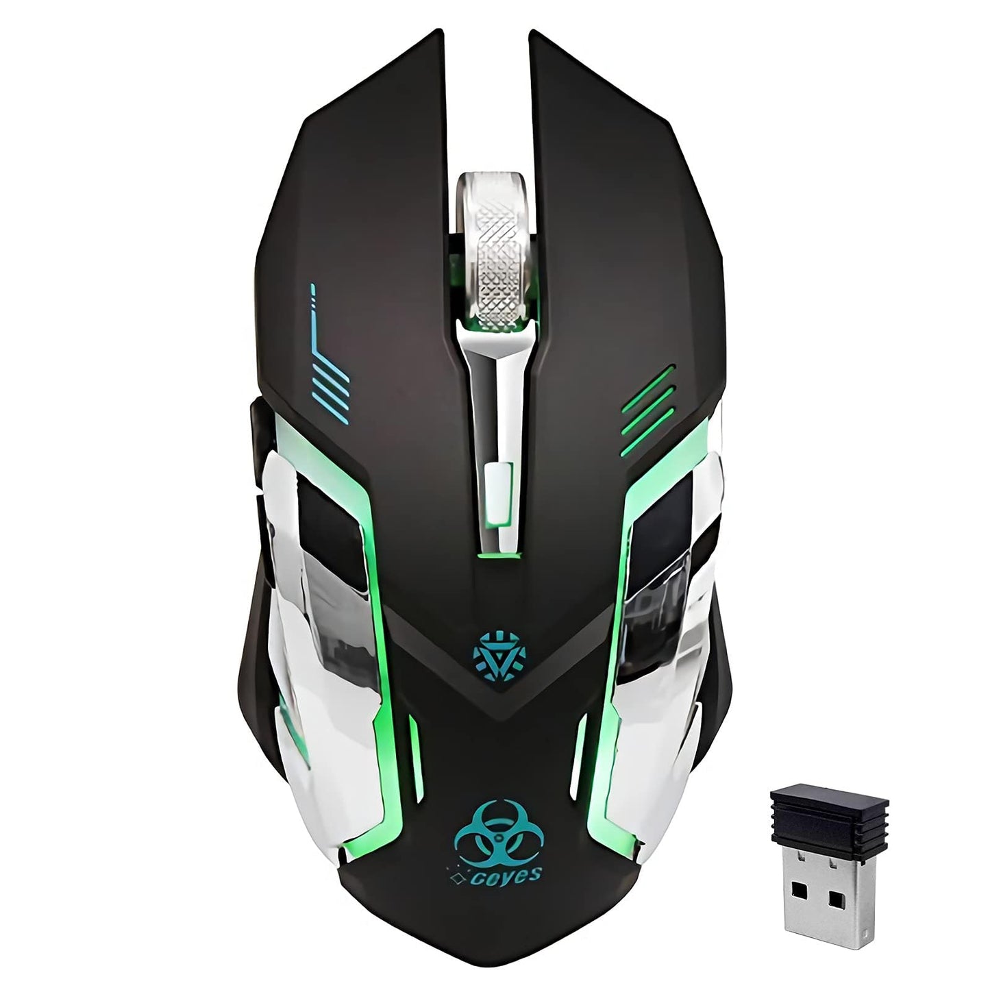 VEGCOO Wireless Gaming Mouse  Silent Wireless Mouse  Rechargeable Computer Mice with Colorful RGB LED Lights and 3-Level-Adjustable DPI  6 Buttons Mouse with Side Buttons for Laptop and Desktop