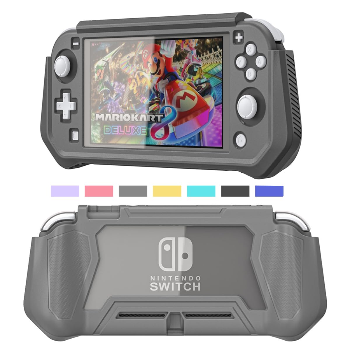 iNOTOGG Compatible with Nintendo Switch Lite  Gray  Ergonomic Design Protective Case with Anti-Scratch Material  Includes Wet and Dry Wipes for Cleaning Screen