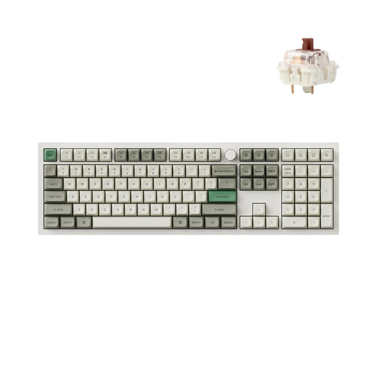 Keychron Q6 Max QMK/VIA Bluetooth Wireless /2.4 GHz/USB-C Wired Custom Mechanical Keyboard  Full Size Programmable Knob RGB Backlit Hot-Swappable Gateron Brown Switch for Mac Windows Linux - White