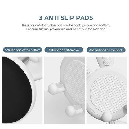 OATSBASF Adjustable Bunny Cell Phone Stand for Desk, Thick Case Friendly, White, Model TZZJ-P