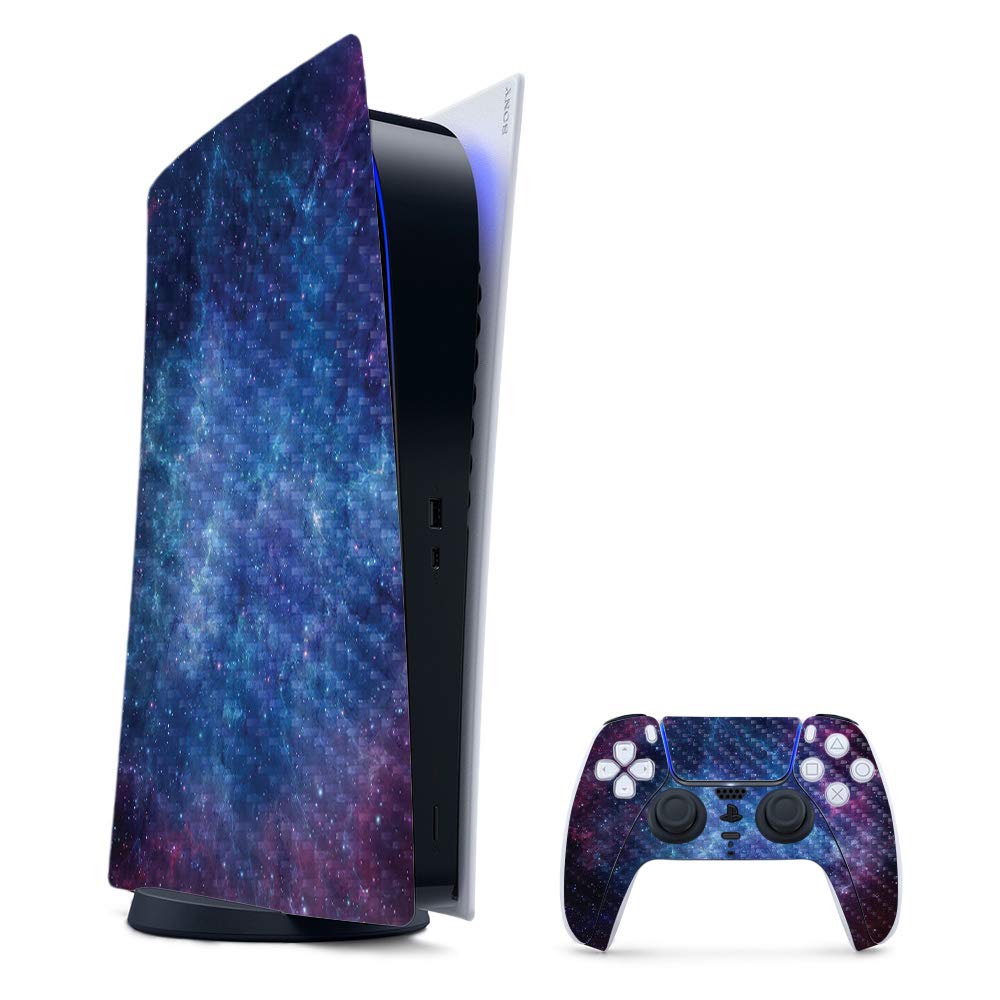 MightySkins Carbon Fiber Gaming Skin for PS5 / PlayStation 5 Digital Edition Bundle - Nebula | Durable Textured Carbon Fiber Finish | Easy to Apply and Change Styles | Made in The USA