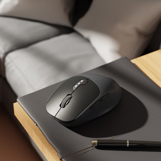 SEUNKWANG Q5 Wireless Mouse - Bluetooth & 2.4G, 1600 DPI, Ergonomic, Black