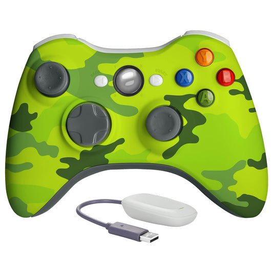 SANGDER Wireless Controller for Xbox 360 - 2.4G Dual-Vibration Gamepad, Camo Green, Compatible with Xbox 360/PC