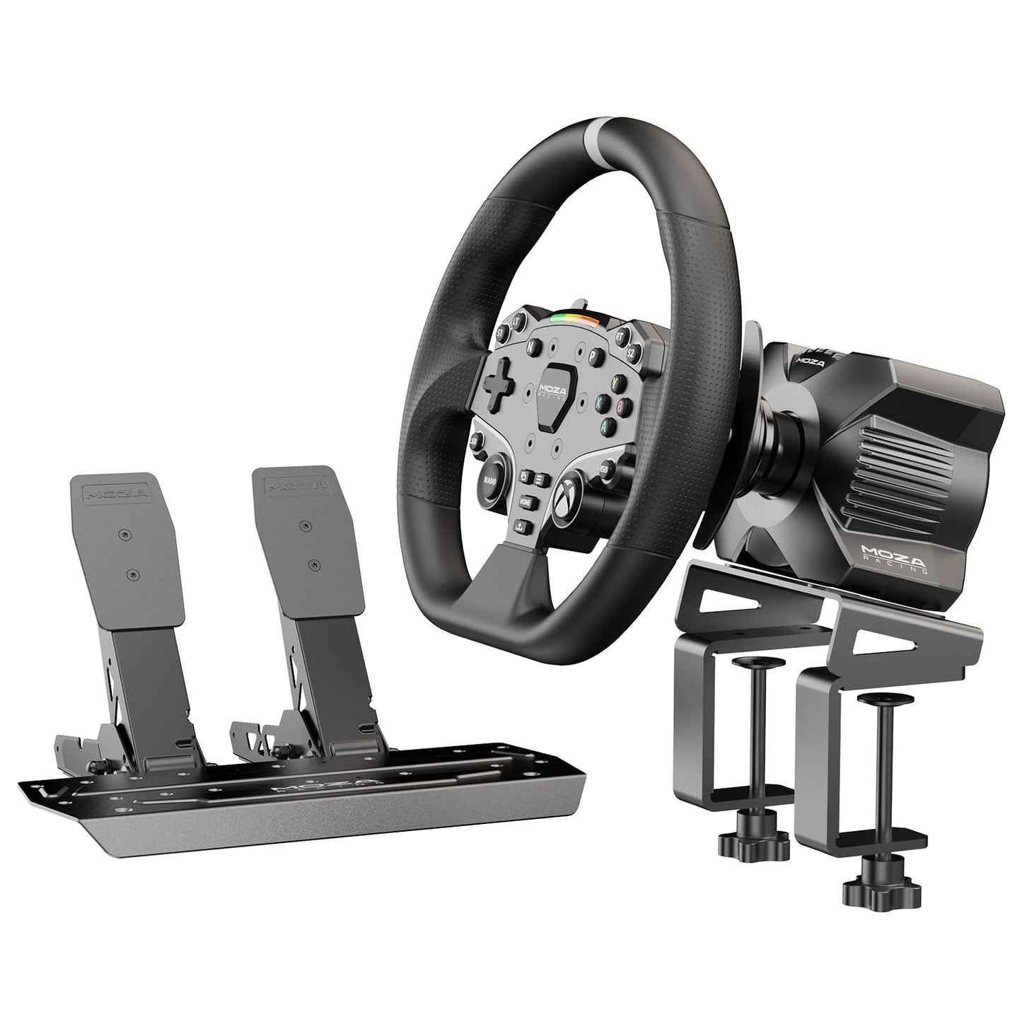 MOZA R3 Racing Wheel and Pedals Bundle for Xbox & PC Powerful 3.9Nm DD Servo Motor with Aviation-high gradeluminum Construction Durable ISF PU Grips 11-inch Racing Wheel